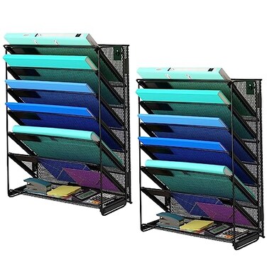 Kuntine.B KuntineB Wall File Organizer Black 7 Tier 2 Pack