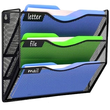 Kuntine.B KuntineB Wall File Organizer Office Hanging Magazine Holder Wall File Organizer for Office Home Black 3 Tier