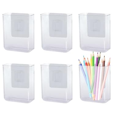 Voittozege 6 Pack Plastic Wall Folders Clear Wall Mount File Organizer Acrylic Single Pocket Hanging Wall Organizer Magazine Holder Cabinet Storage Bins for Office Bathroom Home 47 x 2 x 4