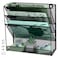 ideallife 3 Pockets Mesh Wall File Holder Organizer with Bottom Flat Tray Office Hanging File Folder Magazine Rack Nametag Label Hooks Set Included Black