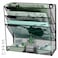 ideallife 3 Pockets Mesh Wall File Holder Organizer with Bottom Flat Tray Office Hanging File Folder Magazine Rack Nametag Label Hooks Set Included Black
