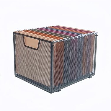 SREGGSIY Metal Mesh Hanging File Organizer OfficeSchoolHome File CrateBlack