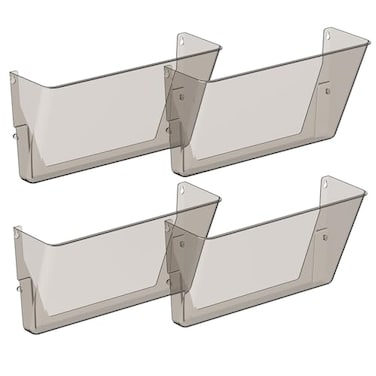 Gawerk Clear Acrylic Single Pocket Plastic Hanging Wall Mount File Holder for Office Home Gray 4 Pack