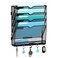 JMHUD 5 Tier Wall File Organizer Hanging File Organizer with 5 Hooks Mail Holder Wall Mounted for Papers Folders Magazines Bills OfficeSchool Organization Black