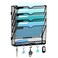 JMHUD 5 Tier Wall File Organizer Hanging File Organizer with 5 Hooks Mail Holder Wall Mounted for Papers Folders Magazines Bills OfficeSchool Organization Black