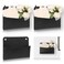 MSHUNKEJI 3 PCS Wall Mount PU Leather Mail Holder Black Faux Leather Letter Holder 2 Ring Wall Mail Organizer Stylish Wall Hanging Mail Storage for Flowers Envelope Key Notebooks Home Office Decor