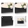 MSHUNKEJI 3 PCS Wall Mount PU Leather Mail Holder Black Faux Leather Letter Holder 2 Ring Wall Mail Organizer Stylish Wall Hanging Mail Storage for Flowers Envelope Key Notebooks Home Office Decor
