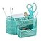 BLU MONACO Aqua Desk Organizer Metal Stationery Holder With Drawer and Eight Compartments Desktop Storage for Home Office or Study Space 43D x 93W x 4H Workspace Organizer