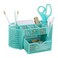 BLU MONACO Aqua Desk Organizer Metal Stationery Holder With Drawer and Eight Compartments Desktop Storage for Home Office or Study Space 43D x 93W x 4H Workspace Organizer