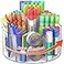 Mefirt Acrylic Pen Holder 360 Degree Rotating Pen Organizer Rotating Desk Acrylic Office Organizer with 6 Compartments Marker Organizer for Kid Crayon Caddy School Art Supply Storage Organizer