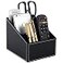 RHCSZ Fashionable PU Leather TV Remote Control Holder with 3 Compartments Storage Rack Storage Box Media Accessory Storage Desk Organizers black