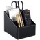 RHCSZ Fashionable PU Leather TV Remote Control Holder with 3 Compartments Storage Rack Storage Box Media Accessory Storage Desk Organizers black