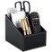 RHCSZ Fashionable PU Leather TV Remote Control Holder with 3 Compartments Storage Rack Storage Box Media Accessory Storage Desk Organizers black