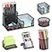 zqanve Desk Organizers set with Mesh Pen Holder Cup 3 Compartments Black Office Supply Organizer Paper Clips Holder for Office Desk Accessories 6 Piece set Black