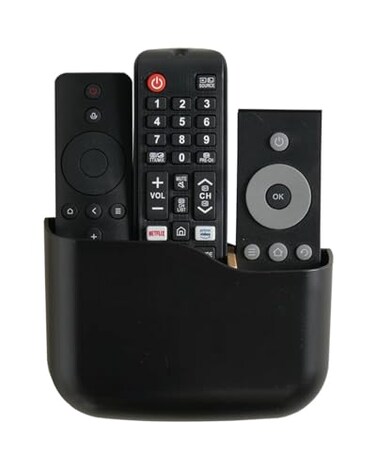 LINFIDITE TV Remote Holder Wall Mount Remote Control Holder for Bed Universal Bedside Wall Remote Holder Caddy Organizer HoleFree Remote Control Holder For 2 Or 3 Remote ControlsBlackQuantity1