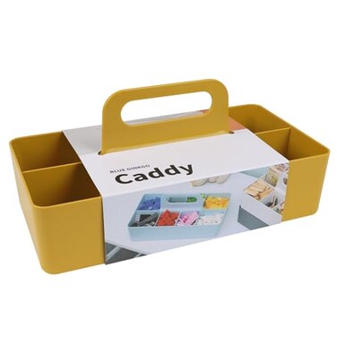 BLUE GINKGO Stackable Organizer Caddy KoreanMade Portable Tote for Bathroom Office Crafts or School Supplies Long Rectangle Yellow
