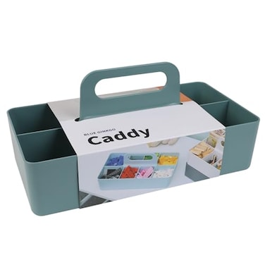 BLUE GINKGO Stackable Organizer Caddy KoreanMade Portable Tote for Bathroom Office Crafts or School Supplies Long Rectangle Green