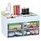 LETURE Office Desktop Organizer with Drawer Stationary Organizer Desk Caddy PenPencilBusiness CardSticky Note TrayPaperclip Holder Storage Box Blue