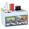 LETURE Office Desktop Organizer with Drawer Stationary Organizer Desk Caddy PenPencilBusiness CardSticky Note TrayPaperclip Holder Storage Box Blue