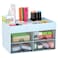 LETURE Office Desktop Organizer with Drawer Stationary Organizer Desk Caddy PenPencilBusiness CardSticky Note TrayPaperclip Holder Storage Box Blue