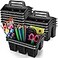 WILLBOND 12 Pcs Classroom Storage Caddies Stackable Utility Caddies with 4 Compartment Plastic Caddy with Handle Portable Storage Bins Organizers for Kids Schools Art Craft Supplies