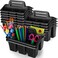 WILLBOND 12 Pcs Classroom Storage Caddies Stackable Utility Caddies with 4 Compartment Plastic Caddy with Handle Portable Storage Bins Organizers for Kids Schools Art Craft Supplies