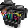 WILLBOND 12 Pcs Classroom Storage Caddies Stackable Utility Caddies with 4 Compartment Plastic Caddy with Handle Portable Storage Bins Organizers for Kids Schools Art Craft Supplies