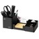 deli Desk Organizer Plastic Desktop Organizer with Pencil Holder and Sticky Note Tray Office Stationery Supplies Organizers Accessories Caddy 6 Compartments Black