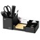 deli Desk Organizer Plastic Desktop Organizer with Pencil Holder and Sticky Note Tray Office Stationery Supplies Organizers Accessories Caddy 6 Compartments Black