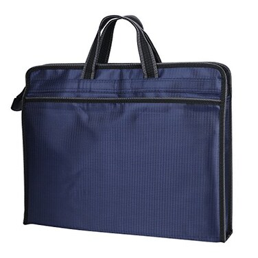 Ibluelover A4 Zipper Business Document Bag Waterproof File Folder Bag Briefcase Portable Portfolio Carrying Case Handbag Unisex Adults File Storage Organizer Holder for Office Meetings Travel