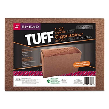 Smead TUFF Expanding File 31 Pockets Daily 131 Flap and Cord Closure Legal Size Redrope 70369