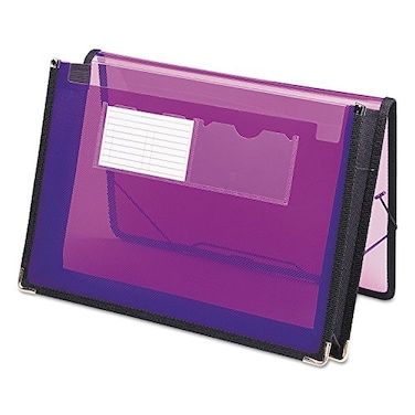 Smead Poly File Wallet with Closure 214 Expansion Flap and Cord Translucent Letter Size Purple 71952
