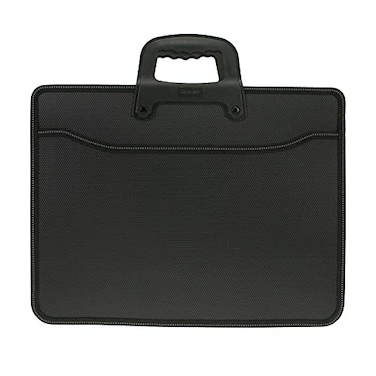Greenery Top Handle Business Briefcase Bag Oxford Fabric Office Meetting Travel Use File Bills Document Expanding Storage Organizer Holder A4 Size File Folder Carrying Case Handbag Black HB415