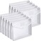 Epakh 10 Pieces Plastic File Folders Envelope Expanding File Wallet Organizer Documents Folder with Snap Closure and Pocket B4 Waterproof Transparent Pouch for School OfficeWhiteHorizontal