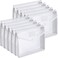 Epakh 10 Pieces Plastic File Folders Envelope Expanding File Wallet Organizer Documents Folder with Snap Closure and Pocket B4 Waterproof Transparent Pouch for School OfficeWhiteHorizontal