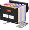 Sooez Upgraded Accordion File Organizer Expanding File Folder with Deeper 12 Pockets Never Cover Up Index Tabs Monthly Bill Paper Receipt Document Organizer Letter A4 Size for Home Office School