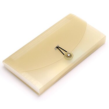 BTSKY Expanding File Folder 13 Pockets Small Accordion File Folder Expandable Card Ticket Holder Plastic Business Document Organizer Khaki Translucent