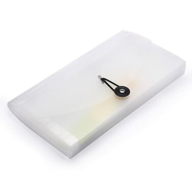 BTSKY Expanding File Folder New 13 Pockets Small Accordion File Expandable Card Ticket Holder Storage Folder Plastic Wallet Case White Translucent