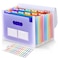SKYDUE Accordion File Organizer Expanding File Folder with 12 Pockets Portable Document Paper Bill Receipt Organizer Home School Office Supplies Letter A4 Size Purple