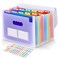 SKYDUE Accordion File Organizer Expanding File Folder with 12 Pockets Portable Document Paper Bill Receipt Organizer Home School Office Supplies Letter A4 Size Purple
