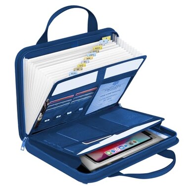 onvvippiv File Organizer Fireproof Expanding Accordion File Folder with Zipper Labels13 Pockets Document Organizer Holder Storage Box Bag for Business Office Receipt Home Travel
