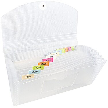 JAM PAPER Accordion Folders 13 Pocket Plastic Expanding File Check Size 5 x 10 12 Clear Sold Individually