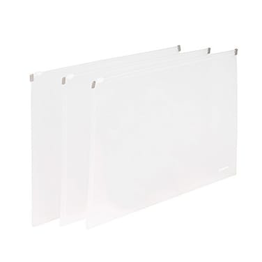 Poppin Zipper Pouches LetterSize Document Storage Bags Waterproof Document Folder with Zipper Top Set of 3 White Letter