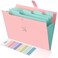 SKYDUE Expanding File Folder 5 Pockets Skydue Letter A4 Paper Accordion Document Organizer Pink