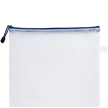 Unifizz A3 Plastic Wallets Zip Lock Bags Waterproof Clear File Folder Document Mesh Zipper Bag Storage Pouch for School Office Homework Travel 44 x 31cm White 1pcs