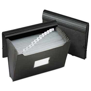 Pendaflex PFX82013 Poly Jumbo Expanding File with Elastic Cord 13 Tabbed Pockets Letter Black