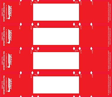 Tabbies File Pocket Handles 963 X 2 RedWhite 4Sheet 12 SheetsPack