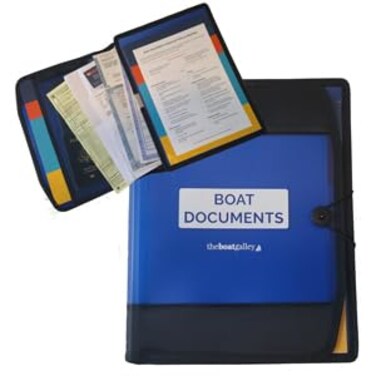 The Boat Galley Boat Documents Organizer Large Size Water Resistant Case for Boat Papers Keep All Documents Safe and Organized Boating Gifts for Men Blue