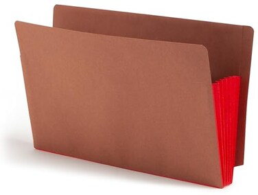 Smead End Tab Pocket Reinforced StraightCut Tab 514 Expansion Extra Wide Legal Size Redrope with Red Gusset 10 per Box 74696