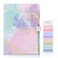 SKYDUE Expanding File Folder with 5 Pockets Cute Accordion File Organizer Letter Size Filing Folder Letter Size Folders for Documents School Office Supplies Marble Pink